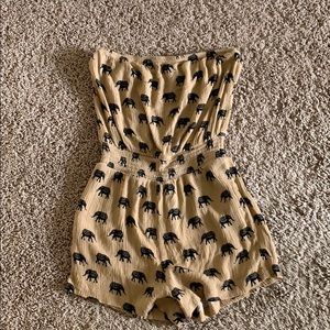 A strapless romper